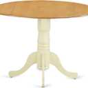 East West Furniture DLT-LBK-TP Dublin Kitchen Table - a Round Dining Table Top with Dropleaf & Pedestal Base, 42x42 Inch, Linen