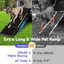 74'' L & 20'' W Longest Dog Ramp for Car - Extra Wide Portable Pet Dog Ramps for Large Dogs, Dogs Cars Ramp for Car SUV/Truck/RV/Bed, Lightweight Ramps with Non-Slip Mesh Up to 250LBS, Black