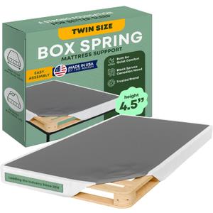 Greaton, Unassembled Twin Box Spring for Twin Bed  4.5-Inch Wood Box Spring Only  Amish Made in USA  Quiet Noise-Free Replacement Mattress Foundation  Packed Flat, Easy Assembly (White)