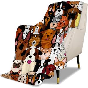 Kids Cute Dogs Puppies Print Cartoon Throw Blanket for Boys and Girls 60"X50" Blanket with Dogs on It Suitable for All Season