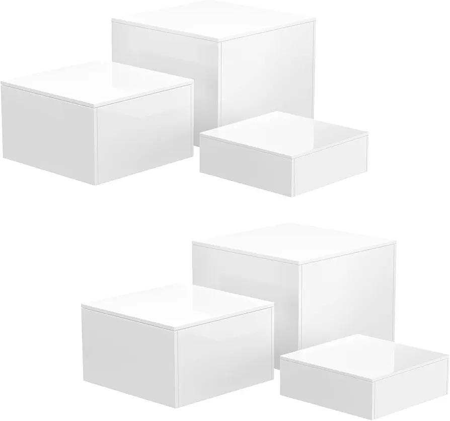 NIUBEE Buffet Risers 6PCS Acrylic: Food Display Risers for Buffet Table Cake Jewelry Figures Show - Cube Dessert Table Display Nesting Riser with Hollow Bottoms 6"x7"x8"(White)