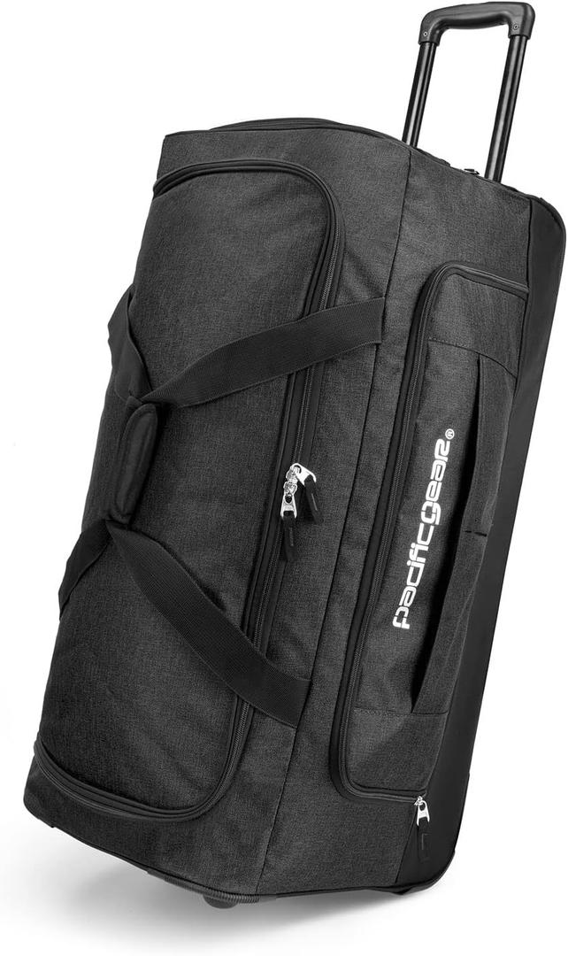 Pacific Gear Rolling Duffel Wheels, 30-inch Luggage, Hockey Bag, Heavy Duty (Black)