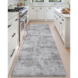 DEXI Kitchen Mats Cushioned Anti Fatigue, 23x86 Floor Padded Runner Rug Non Slip, Waterproof Standing Comfort Memory Foam for Front Sink Laundry, Dark Grey