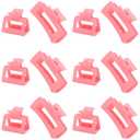 12 Pack Pink Square Claw Clips, Big and Small Neutral Rectangle Hair Claw Clips, Non-slip Matte Large Hair Clips for Women,Strong Hold jaw clip for Thick Thin Hair