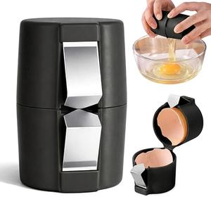 Egg Cracker & Egg Peeler Tool for Hard Boiled Eggs - Egg Shell Opener for Clean Boiled Egg Peeling - Egg Opener & Kitchen Gadget for No Mess Breakfast & Meal Prep (Black)