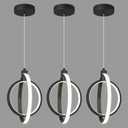 Modern LED Chandelier Black Ring Pendant Light Fixtures 4000K Dimmable Height Adjustable Pendant Lighting for Dining Room Kitchen Island Bedroom Living Room Foyer（3-Pack）