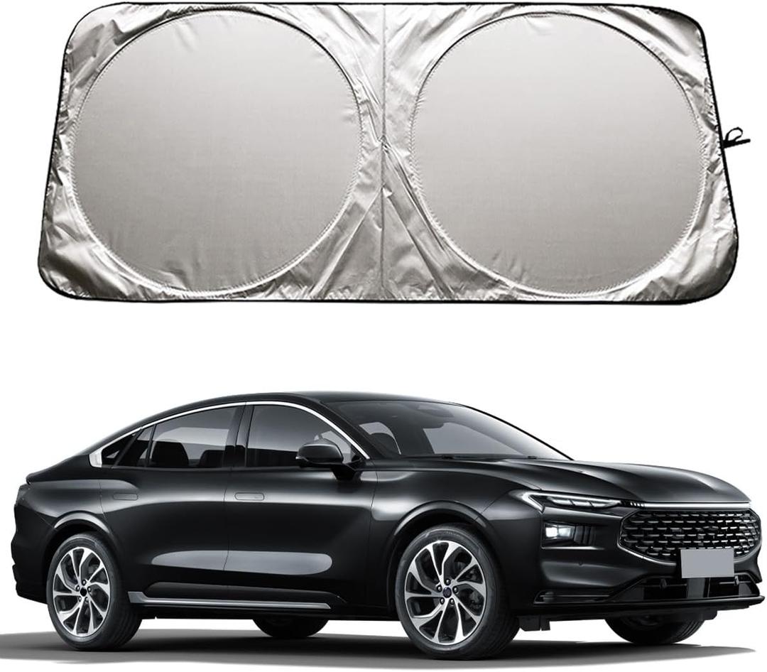 XHRING Car Windshield Sun Shade Sunshade Compatible with Ford Fusion 2013 2014 2015 2016 2017 2018 2019 2020 2021 Sport Hybrid SE SEL Titanium Accessories Foldable Car Front Window Sun Shield