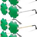 JATEBI 4 Pairs St. Patricks Day Irish Shamrock Sunglasses Green Four Leaf Clover Glasses Leprechaun Costume Eyeglasses
