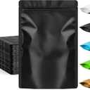 FUNFERY 3.5x5.1 inch Stand Up Mylar Resealable Bags for Food Storage,Smell Proof Foil Pouch,Food Packaging Sealable Bags,Mylar Zipper Bag for Jerky,Candy,Cereal,Coffee,Cards (Black, 50 Pack)