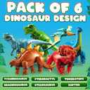 6-Pcs Inflatable Dinosaur Birthday Party Decorations - Large Blow-Up Dino Toys for Kids (20-26) Dinos for Boys or Girls - Self-Standing Vinyl Balloons for Jurassic Theme Party & Pool Floats