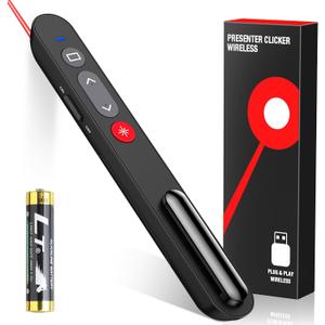 NinjajoyOX Presentation Clicker, Wireless Presenter Clicker with AAA Battery for PowerPoint Slide with Hyperlink & Volume Control, Presentation Remote for Mac/Computer/Laptop, Google Slide/PPT/Keynote