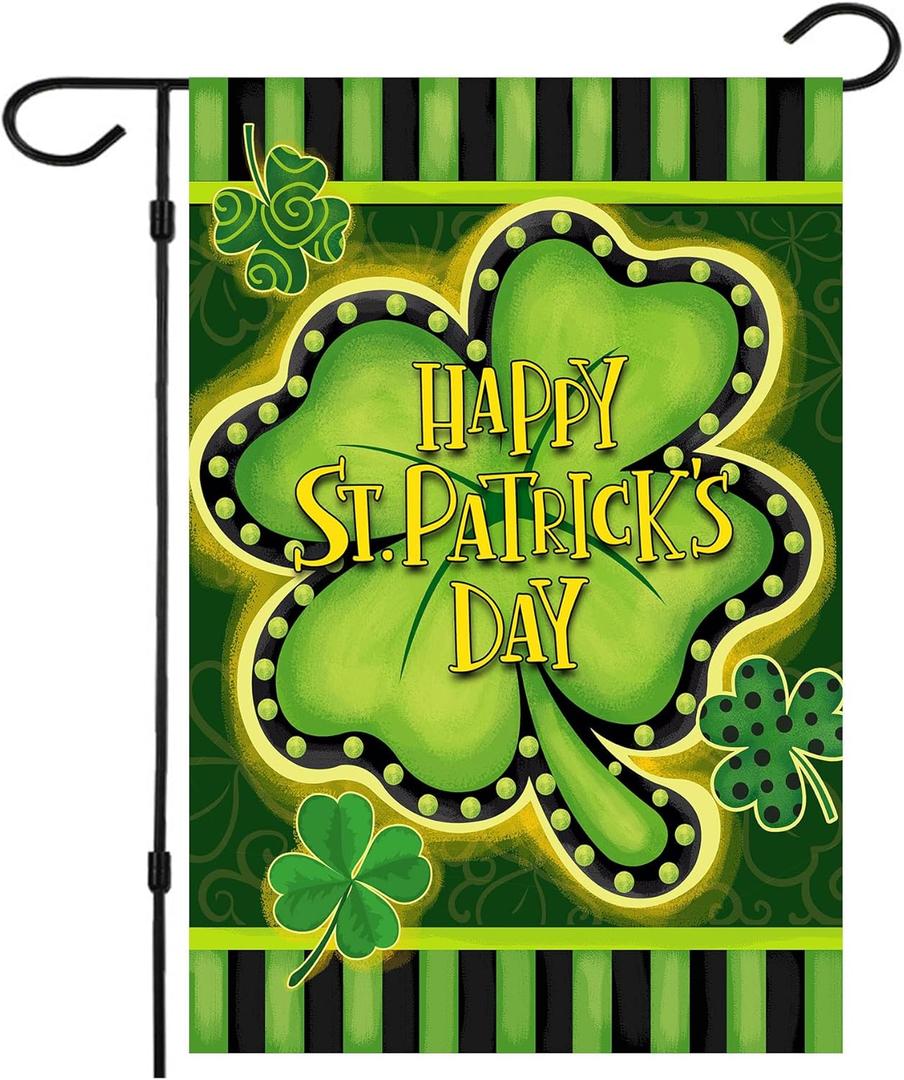 5 x St Patrick's Day Garden Flag,Shamrock St Patricks Flag 12.5 x 18 Inch Clover for Garden and Home Decorations