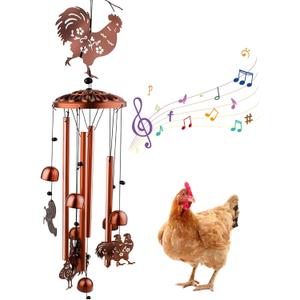 Large Chicken Toys for Coop, Chicken Wind Chime Enrichment Toys, Hanging Chick Peck Toy with Colorful Bells, Home Garden Musical Coop Accessories
