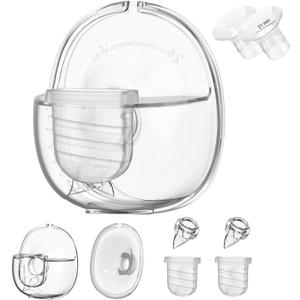 Wearable Breast Pump Replacement Parts, Milk Collector Cup, Compatible with Lansinoh Discreet Duo Nuliie S32 Pump, Include Duckbill Valve, 24mm Flange, Silicone Diaphragm, Linker, 21mm Flange Inserts Wearable Breast Pump Replacement Parts, Milk Collector Cup, Compatible with Lansinoh Discreet Duo Nuliie S32 Pump, Include Duckbill Valve, 24mm Flange, Silicone Diaphragm, Linker, 21mm Flange Inserts