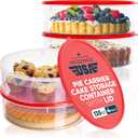 4 Pack Pie Carrier Cake Storage Container with Lid | 10.5" Large Round Plastic Cupcake Cheesecake Muffin Flan Cookie Tortilla Holder Storage Containers Airtight | Pie Keeper Transport Container