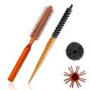 2 PCS Mini Round Curl Brush Set - Portable Bristle Brush Rollers for Styling Thin Hair, Short Hair, Bangs, Blow Drying, Lifting, and Men's Beard