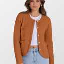 Caracilia Women's 2025 Fall Cardigan Sweaters Knitted Dressy Casual Jackets Trendy Outfits Burnt Orange XL (XL)