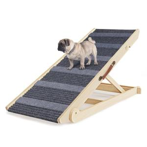 YaFiti Dog Ramp for Bed, Folding Wooden Pet Ramp for Small Large Dogs Cats, 7 Adjustable Height from 10.8" to 26.6", Portable Stable Dog Pet Steps for Car Couch High Bed, Supports Up to 200lbs