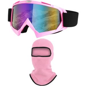 Ski Goggles, Snowboard Motorcycle Goggles with Ski Mask Balaclava Face Mask for Men Women Skiing,Motorcycle & Riding (Light Pink)