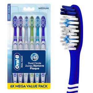 3 x Oral-B Toothbrush Dual Clean, Medium, 6 Count