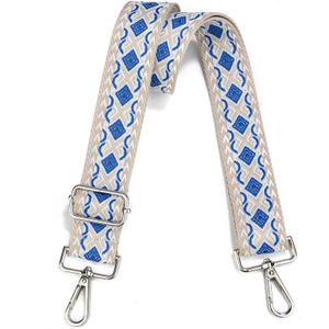 Crossbody Straps for Purses Silver Hardware Purse Strap Wide Shoulder Strap Adjustable Replacement,Retro Jacquard Embroidery for Shoulder Bags, Canvas Tote Handbags