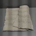 H.VERSAILTEX Bath Rugs for Bathroom Non Slip Bath Mats Extra Thick Chenille Striped Bath Rug Runners 47" x 17" Absorbent Fluffy Soft Shaggy Mats Dry Fast Plush Area Carpet for Bath Room - Cream