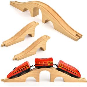 Mototo 1 Pack Wooden Train Track Bridge Wooden Train Accessories Wood Track Bridge Wood Railroad Pieces Expansion Set Collection Addition to Most Railway for Operation Christmas Shoebox Birthday Gift