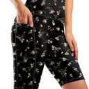 G Gradual Women's 9" High Waisted Swim Board Shorts Tummy Control Swimsuit Bottoms for Women with Liner Pockets (Black Floral) M