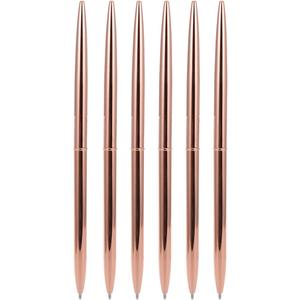 Cabilock 6-Pack Dual Head Metal Ballpoint Pens Rose Gold Blue Ink Smooth Writing Lightweight Portable Office School Supplies