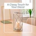 Sculptural Metal Hurricane Candle Holder for Table Centerpiece - Decorative Pillar Candlestick Holder for Home Decor Accents - Elegant Candle Stand for Entryway or Any Occasion - 13", Silver