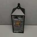 2pcs Farmhouse Lantern Decor with LED Flickering Flameless Candles - Black Metal Lanterns Decorative for Home Decor, Fireplace Mantle or Table Centerpiece, Halloween Christmas Lantern Decor (15 and 11in)