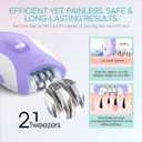 VOGOE Epilator for Women-Cordless Epilators Hair Removal for Women, 4-in-1 Electric Razor Hair Remover, 2 Speeds & 21 Tweezers for Face Legs Arms Armpit Bikini, Purple HR310