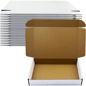 White 13x9x2 inch Shipping Boxes Pack of 25, Corrugated Cardboard Boxes for Small Business Mailing & Packaging Ideal for Birthday Wedding Party Books Gifts Clothes Fold-Flat Design for Easy Storage