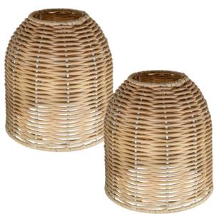 2setkuan8 Yshades 2pc Retro Rattan Lampshades - Rustic Woven Small pendant Lamp Shades - Lamp Shade Replacement for Hanging Lamp, Floor Lights, desk lamp (Beige/Light brown)