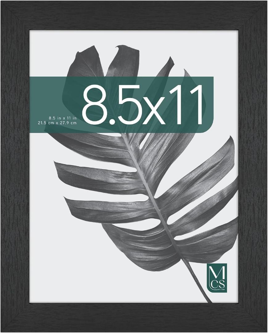MCS Studio Gallery 8.5x11 Picture Frame Black Woodgrain Engineered Wood, Vertical & Horizontal Wall Hanging & Easel for Tapletop Display, Rectangle Photo Frame for Photos, Posters & Art Prints (1-Pack)