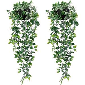 1pc Fake Hanging Plants, Artificial Hanging Plants with Pot, Artificial Plants Indoor in pots, Greenery Fake Plant Decor, Faux Plant Pots for Wall Home Room Shelf Offices Tabletop Bathroom Decor