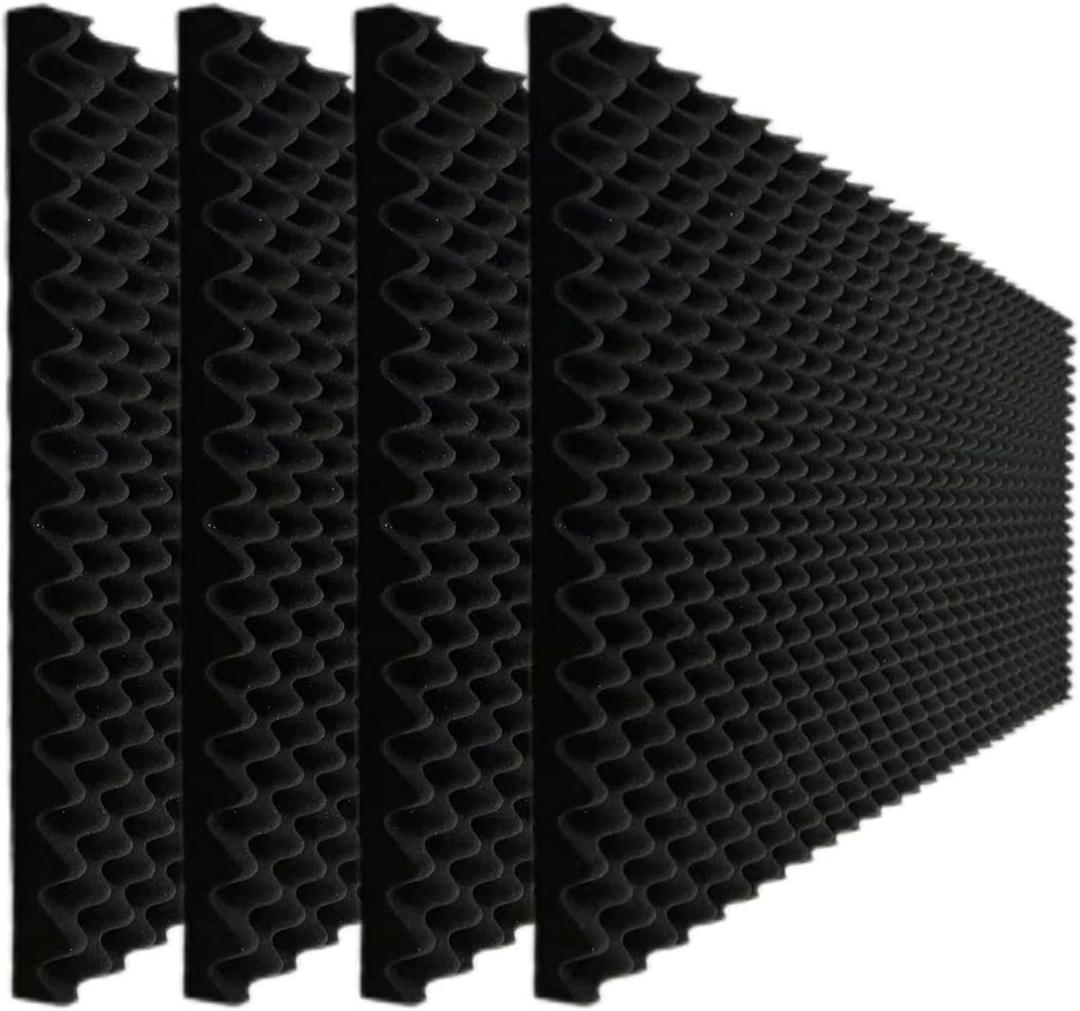 Egg Crate Foam soundproof wall panels,Sound Absorbing for Studio,48''X24''X2'' inch Acoustic Panels, high-Density Fireproof sound proof panels for walls (4P Black)