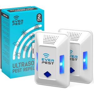 Ultrasonic Pest Repeller Plug in - 2 Pack Device Repels Cockroach Cricket Bug Flea Fruit Flies Deterrent, Ultrasound Insect Mice Roach Rat Scorpion Bat Squirrel Rodent Spider Wasp