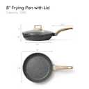 CAROTE Non Stick Frying Pan Skillet, 8" Nonstick Fry Pan with Glass Lid, Egg Pan Omelet Pans, Granite Cookware, PFOA Free (Classic Granite, 8-Inch) (Black)