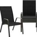 JEAREY Patio Dining Chairs Set of 4, Outdoor Stackable Dining Furniture Set, All Weather Dining Set for Lawn, Garden, Backyard, Poolside, Black
