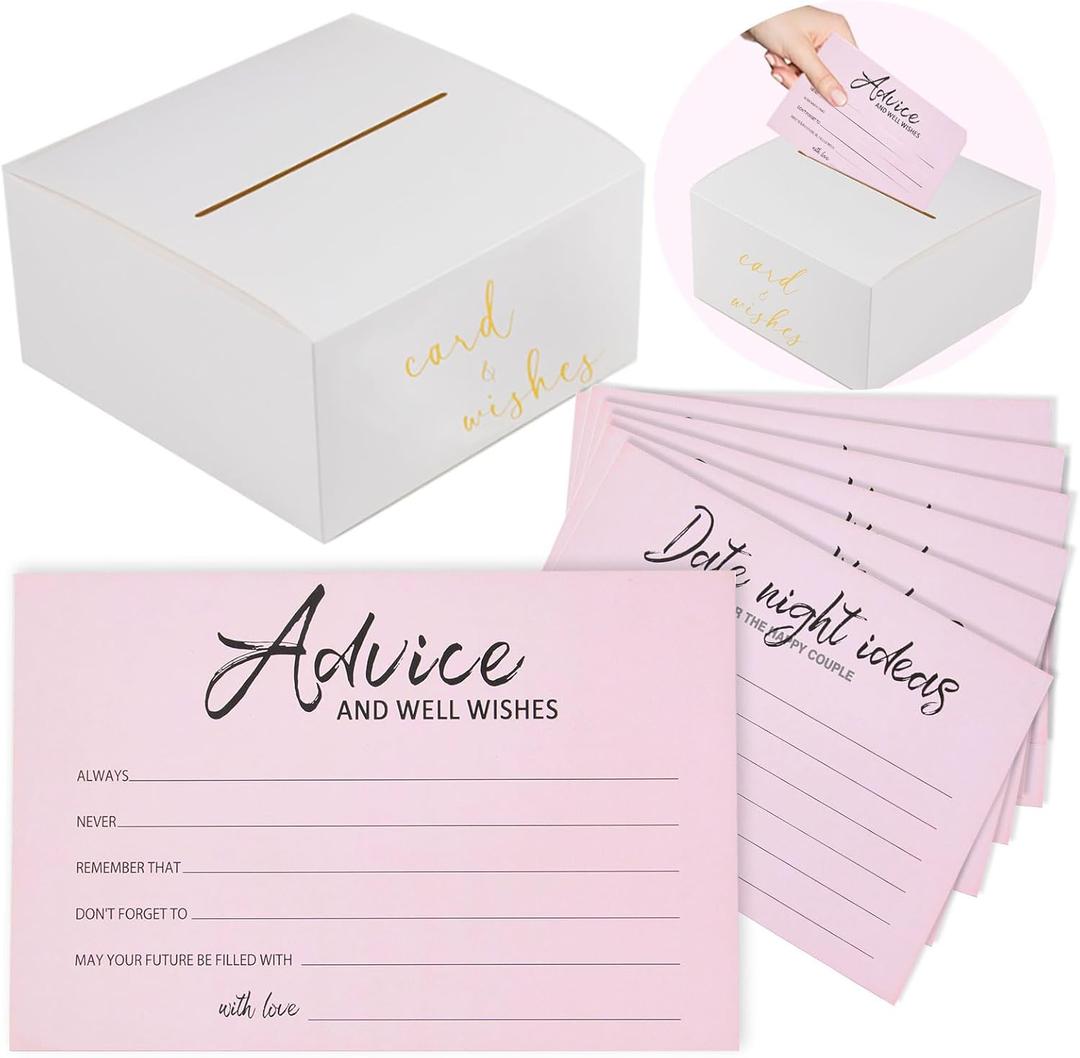 Bridal Shower Games Advice and Wishes Cards Wedding Shower Games Wedding Advice Cards 50 Guests Pink