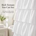 White Ruffle Shower Curtain - Farmhouse Cloth Bathroom 72 x 72 Inches Texture Fashion, Double Layer Fabric, Soft Feel, not See Through.