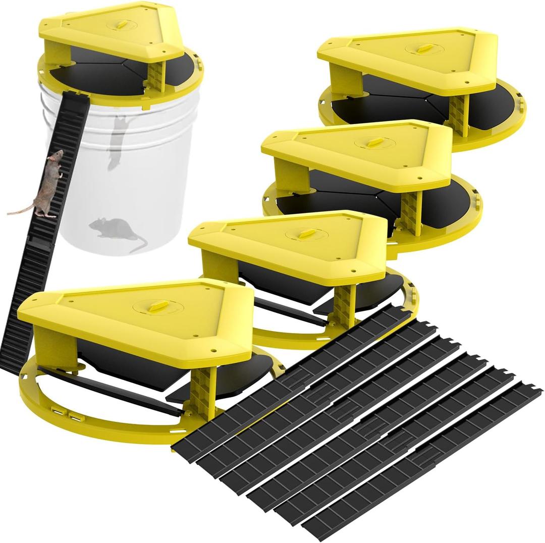 Mouse Trap Bucket-Mouse Traps Indoor for Home-Multi-Catch,Auto-Reset,Humane Rat Trap-5 Gallon Bucket Compatible4 Pack