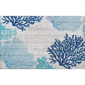 Blue Beach Door Mat - Beach Coastal Outdoor Welcome Mat, Nautical Door Mat, Beach House Decor, Coastal Ocean Bathroom Decor, Coastal Outdoor Decor, 17x30 Inch