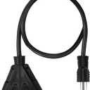 3FT 12/3 Outdoor Extension Cord, Heavy Duty 3-Outlet SJTW Indoor/Outdoor Three-Prong Power-Cord 12-Gauge Grounded 15-Amp 1875 Watts