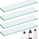 4 PCS Glass Medicine Cabinet Shelves Replacement, Thcik Glass 13 Inch Bathroom Cabinet Shelf Replacement, Medicine Shelves Suitable for Living Room Bathroom Kitchen Wall Mounted and Hanging Cabinets, 13 x 2.95 x 0.314 inches