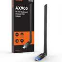 Tenda AX900 WiFi Adapter WiFi 6- Dual-Band 600Mbps 5GHz/ 286Mbps 2.4GHz, 6dBi High Gain Antenna, Wireless WiFi Adapter for Windows 11/10/7 USB WiFi Dongle (U11Pro)