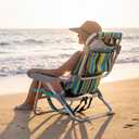 Nice C Beach Chair with Umbrella, Backpack Stripe Beach Chair for Adults, Sand Chair, High Back, with Cooler, Cup Holder & Heavy Duty (Set of 1) 1, Stripe(blue&yellow)