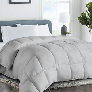 COHOME Oversized Queen Comforter - Down Alternative Duvet Insert with Anti-Clump Tech & 8 Tabs, All-Season Reversible Luxury Hotel Bedding - Gifts for Women/Men, Light Grey 98"x98"