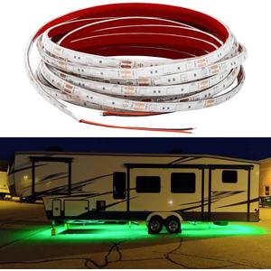 Rv Underglow Led Light Kit, Underbody Accent Lighting for Camper Motorhome Travel Trailer Concession Stands Food Trucks, Rv Led Light Strip, Rv Awning Lighs, 5m(16.4ft), Dc 12v, Green